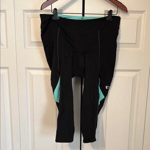 Women’s Pearl Izumi Black and Teal Capri Cycling Tights, XXL
